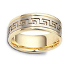 8mm Greek Key 18K Two Tone Gold Wedding Band thumb 1