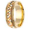 8.5mm Handmade Woven 14K Tri Color Gold Wedding Band - Men thumb 2