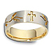 7mm 18K Two Tone Gold Floral Cross Wedding Band thumb 1
